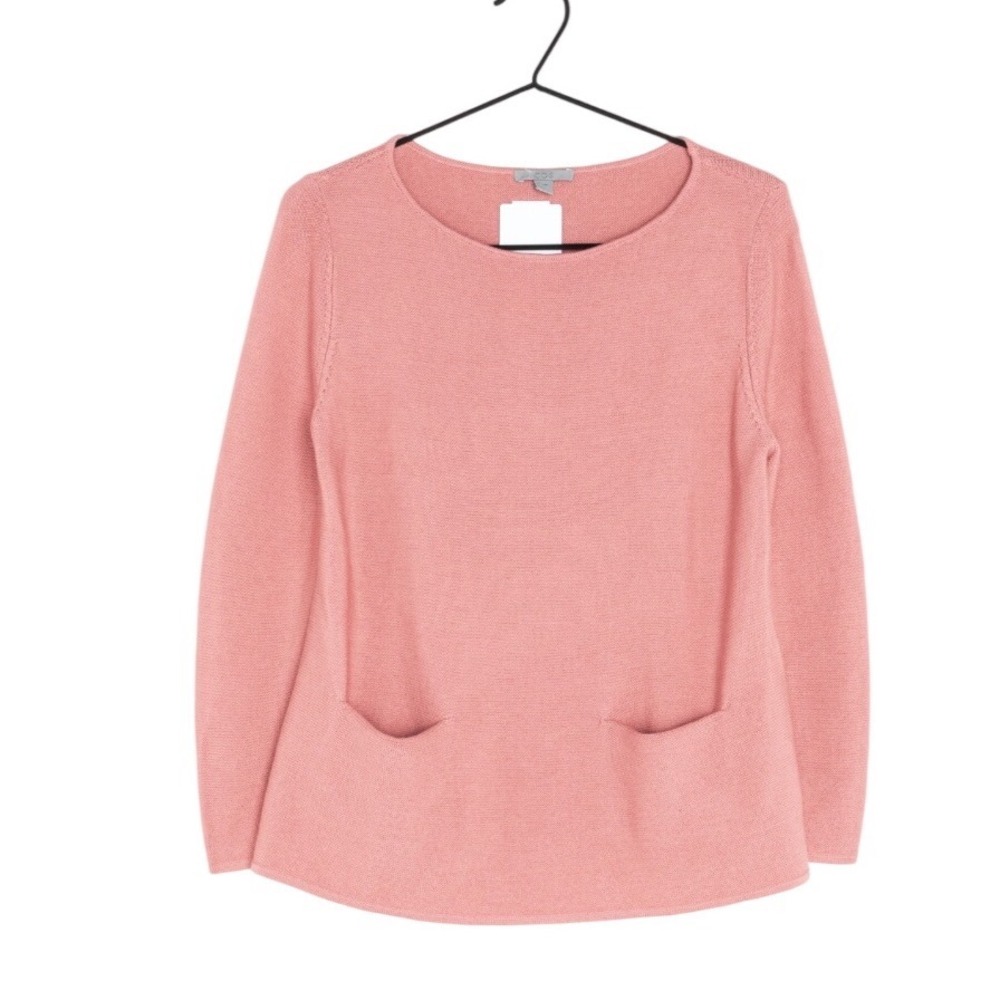 COS Sweater Pink Minimalist Cotton Knit Front Pockets Size M‎